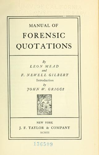 Cover for Manual of forensic quotations