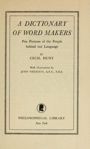 Cover for A dictionary of word makers