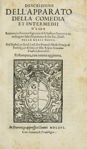 Cover for Descrizione dell'apparato della comedia et intermedii d'essa