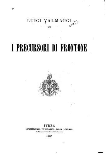 Cover for I precursori de Frontone