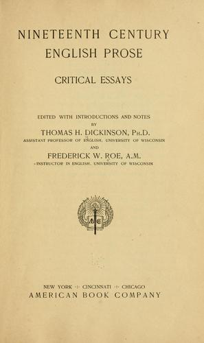 Cover for Nineteenth century English prose