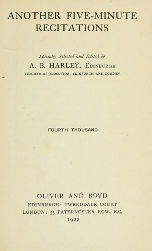 Cover for Another five-minute recitations