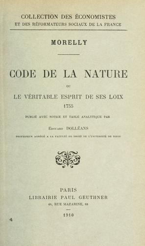 Cover for Code de la nature