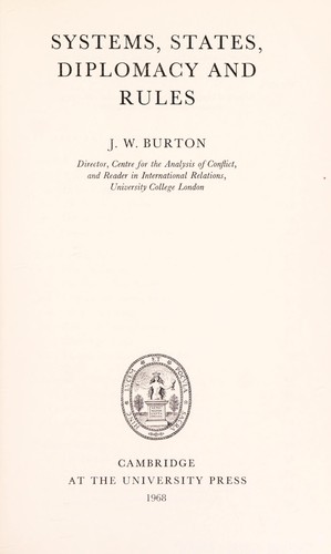 Cover for Systems, states, diplomacy and rules