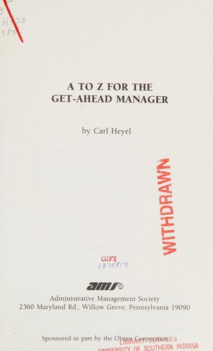 Cover for A to Z for the get-ahead manager