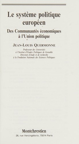 Cover for Le Système politique européen