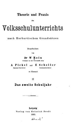 Cover for Theorie und Praxis des Volksschulunterrichts nach herbartischen Grundsätzen