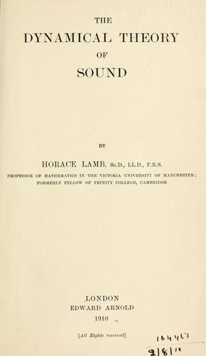 Cover for The dynamical theory of sound.