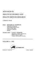 Cover for Advances in Health Economics and Health Services Research