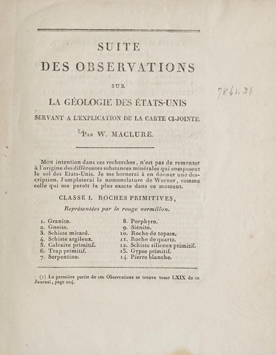Cover for Suite des observations sur la géologie des États-Unis