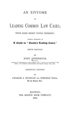 Cover for An epitome of leading common law cases
