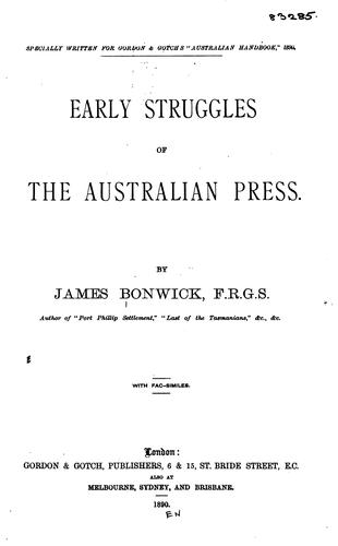 Cover for Early Struggles of the Australian Press