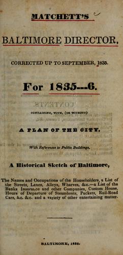 Cover for Matchett's Baltimore director