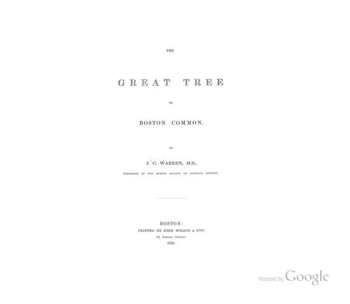 Cover for The great tree on Boston Common