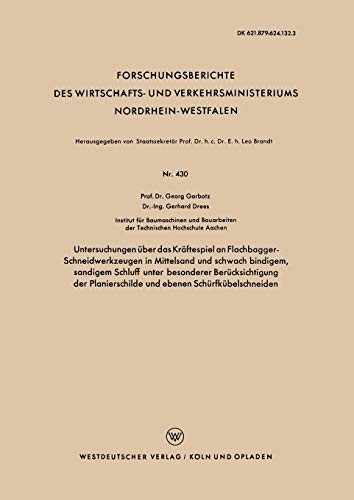 Cover for Untersuchungen über das Kräftespiel an Flachbagger-Schneidwerkzeugen in Mittelsand und schwach bindigem, sandigem Schluff unter besonderer ... Nordrhein-Westfalen )