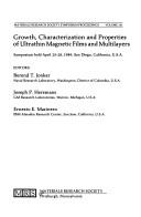 Cover for Growth, characterization, and properties of ultrathin magnetic films and multilayers