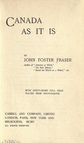 Cover for Canada as it is