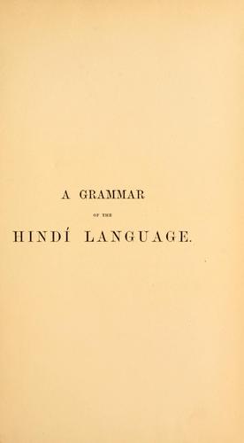 Cover for A grammar of the Hindí language