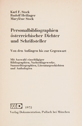 Cover for Personalbibliographien österreichischer Dichter und Schriftsteller
