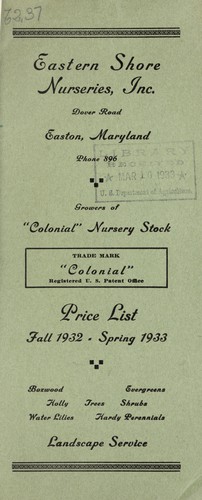 Cover for Price list, fall 1932-spring 1933