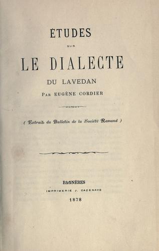 Cover for Études sur le dialecte du Lavendan.
