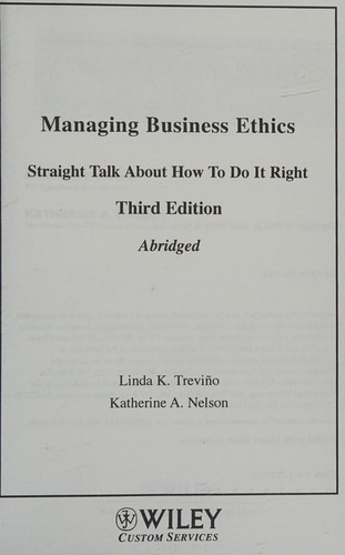 Cover for (WCS)Managing Business Ethics 3rd Edition Abridged