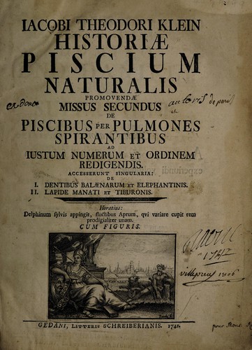 Cover for Jacobi Theodori Klein historiae piscium naturalis promovendae