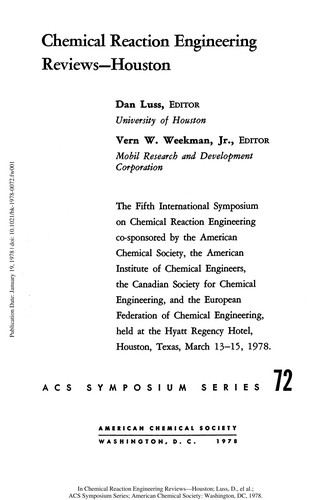 Cover for Chemical reaction engineering reviews--Houston