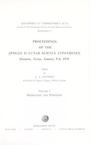 Cover for Proceedings of the Apollo Lunar 11 Science Conference (3 vols)