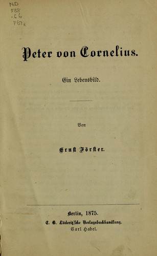 Cover for Peter von Cornelius