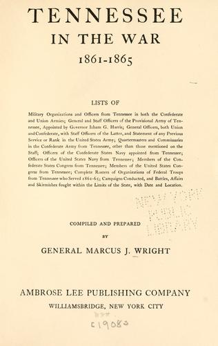 Cover for Tennessee in the war, 1861-1865
