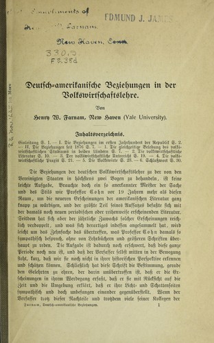 Cover for Deutsch-amerikanische Beziehungen in der Volkswirtschaftslehre