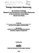 Cover for Energy information resources