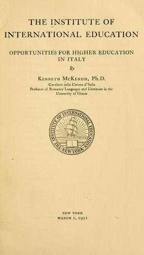 Cover for Opportunities for higher education in Italy