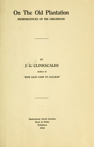 Cover for On the old plantation