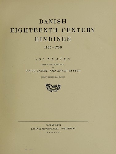 Cover for Danish eighteenth century bindings, 1730-1780