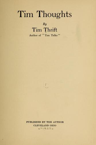 Cover for Tim thoughts