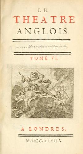 Cover for Le theatre anglois