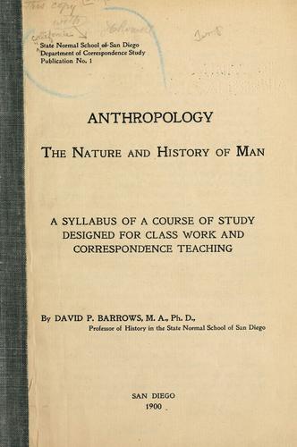 Cover for Anthropology, the nature and history of man.