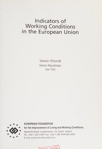 Cover for Indicators of working conditions in the European Union