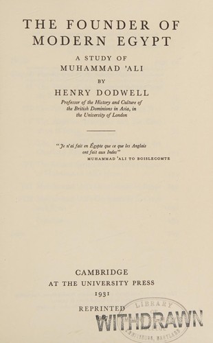 Cover for The founder of modern Egypt
