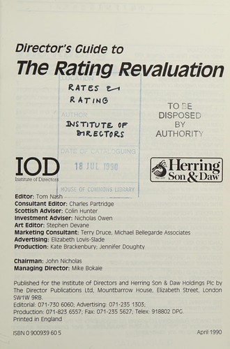 Cover for Director's guide to the rating revaluation