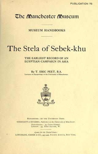 Cover for The stela of Sebek-khu
