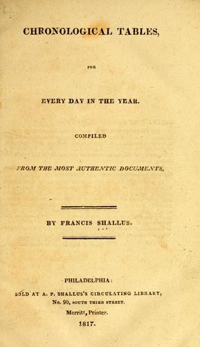Cover for Chronological tables