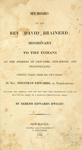 Cover for Memoirs of the Rev. David Brainerd