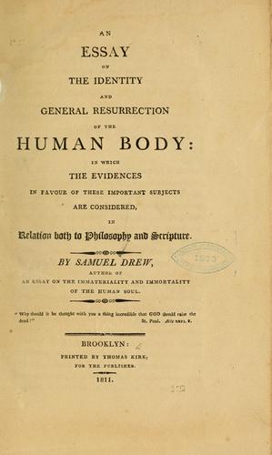 Cover for An essay on the identity and general resurrection of the human body