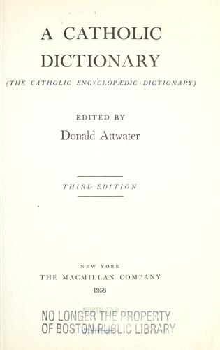 Cover for A Catholic dictionary