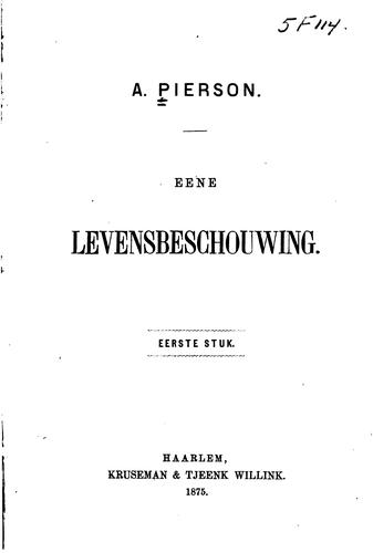 Cover for Eene levensbeschouwing