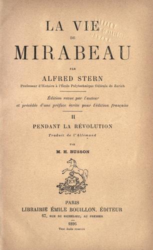 Cover for La vie de Mirabeau.