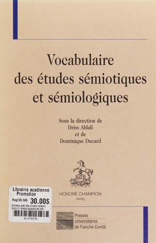 Cover for Vocabulaire des études sémiotiques et sémiologiques